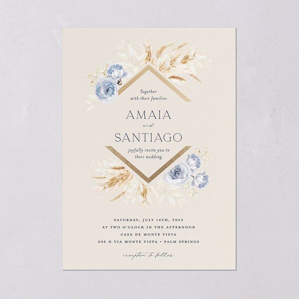 Rustic Bouquet Wedding Invitations Gold Slate Signature Blank No Standard
