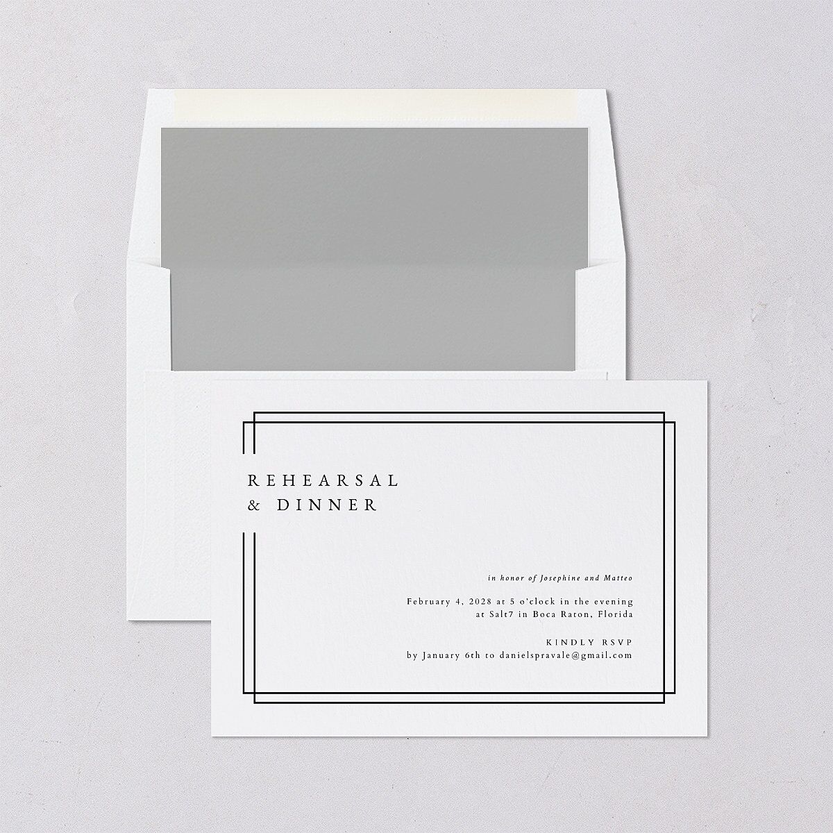 Double Frame Rehearsal Dinner Invitations — view 4
