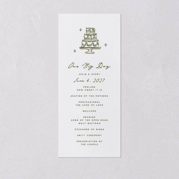 Hand Drawn Cake Wedding Programs Dark Camo Signature