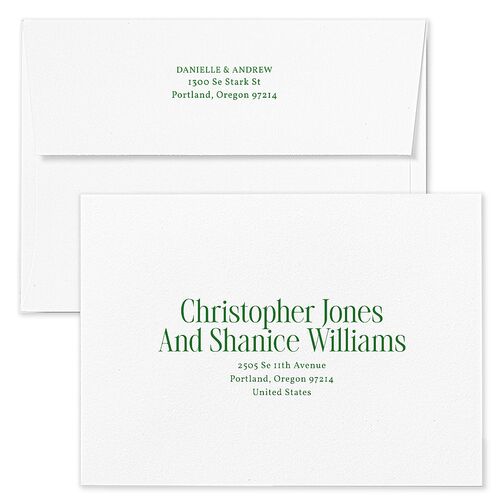 Simply Happy Holiday Card Envelopes Jewel Green Both Recipient and Return Addresses Standard