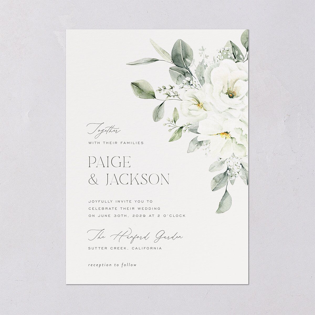 Elegant Pastel Floral Wedding Invitations Pure White Signature Blank No Standard