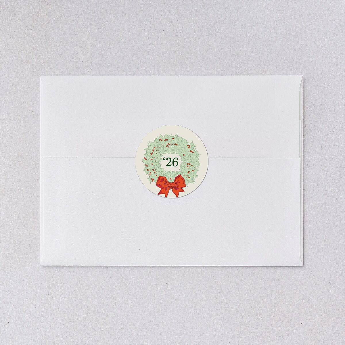Vintage Holiday Wreath Holiday Stickers Hunter Green Circle