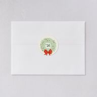 Vintage Holiday Wreath Holiday Stickers Hunter Green Circle