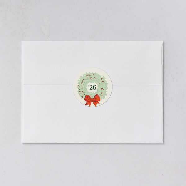 Vintage Holiday Wreath Holiday Stickers Hunter Green Circle