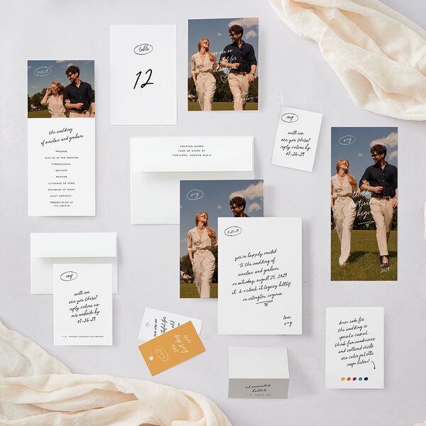 Sunny Day Modern Script QR Code RSVP Cards Pure White Signature Standard