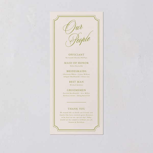 We're Getting Married Wedding Programs Deep Olive Signature