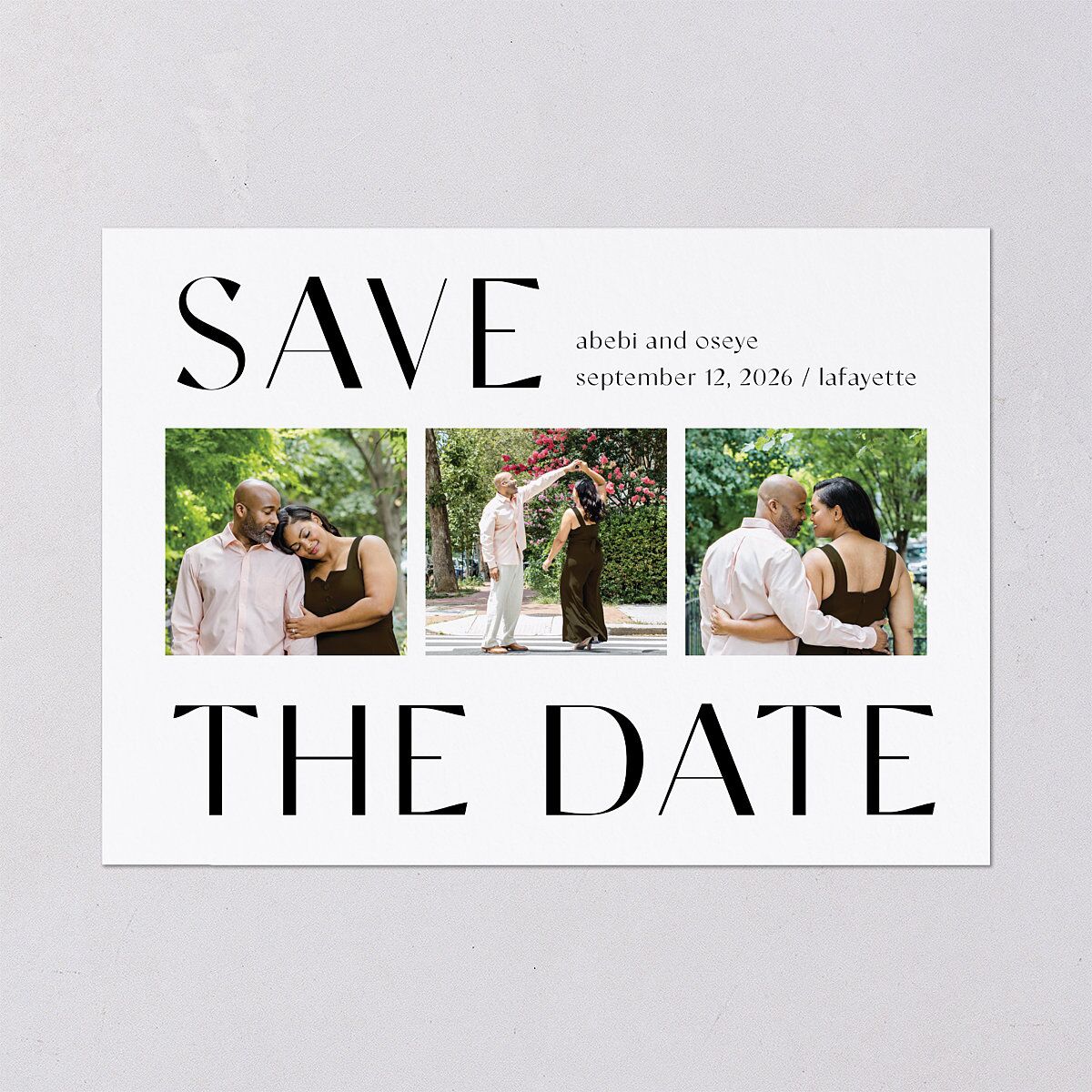 Sahara Pattern Save The Date Cards Deep Bronze Signature smooth Blank No Standard