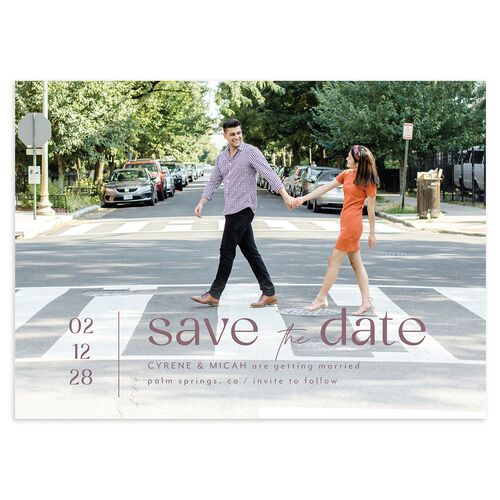 Simply Stated Save The Date Cards Mauve Signature smooth Blank No Standard