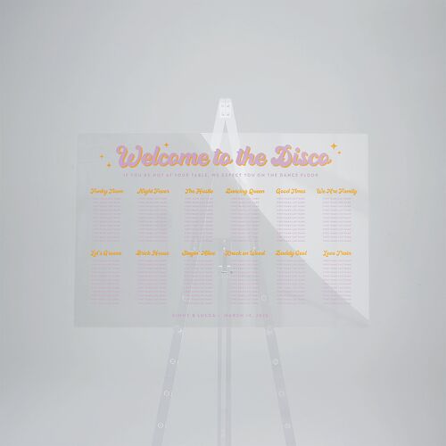 Disco Love Acrylic Seating Chart Large Purple Petal Standard Acrylic L Seating