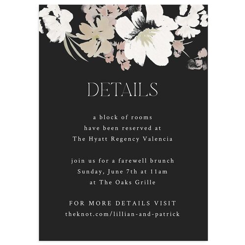 Blooming Frame Wedding Event Detail Cards Gold Charcoal Signature Standard