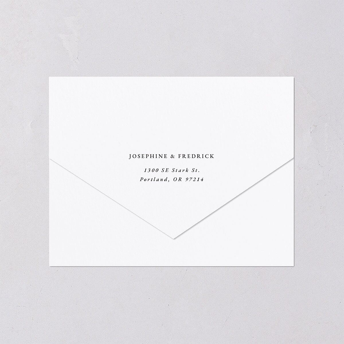 Black Tie Crest All-in-One Wedding Invitations Pure White Signature Light Both Recipient and Return Addresses No