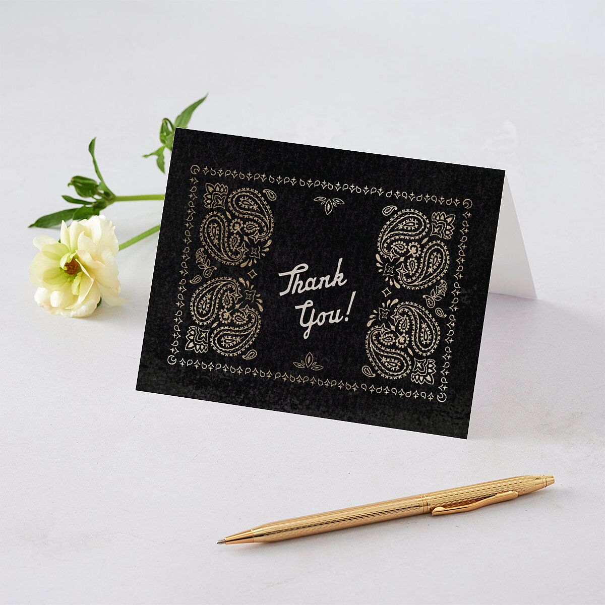 Classic Western Foil Thank You Cards Midnight Gold