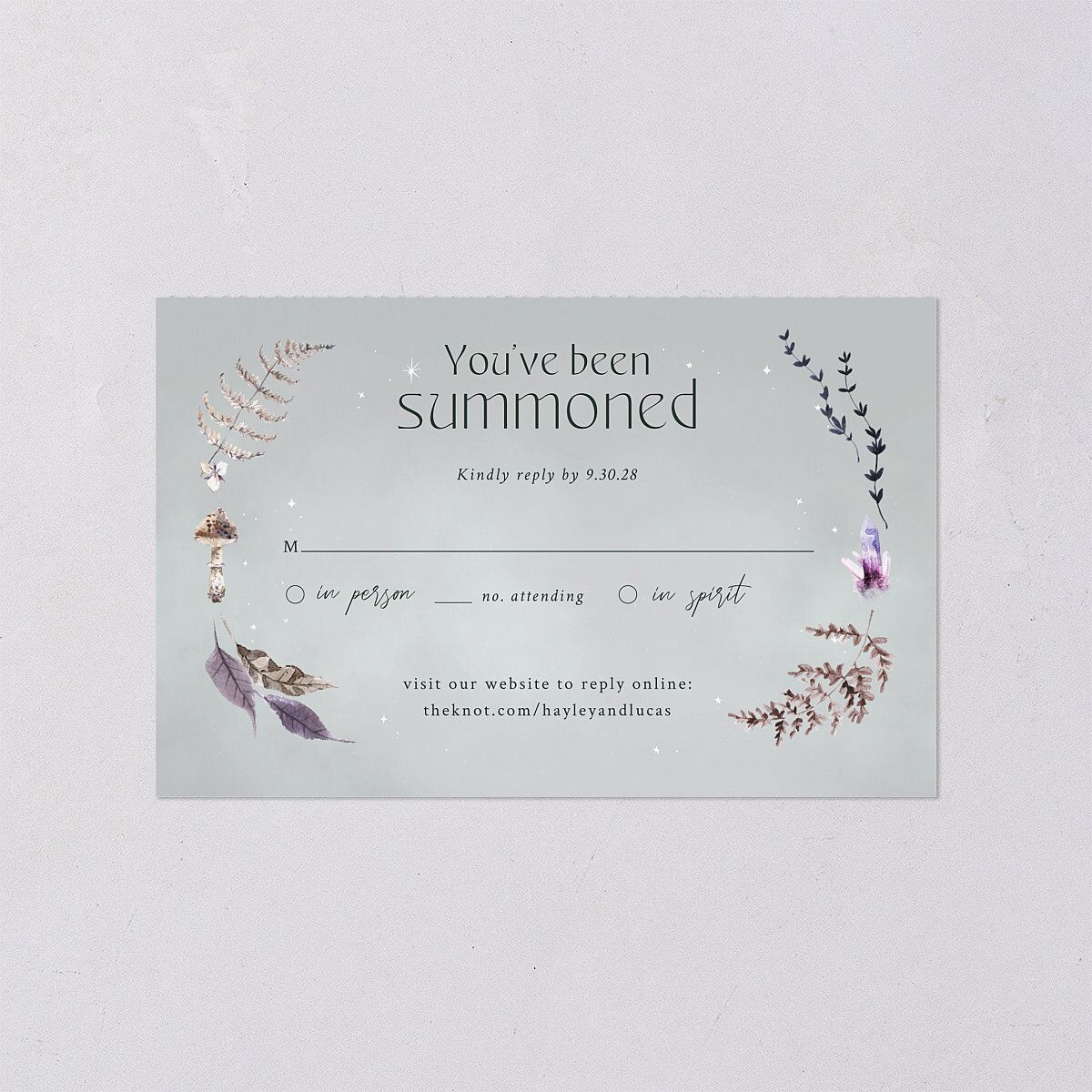 Crystal Forest All-in-One Wedding Invitations Hunter Green Signature Light Both Recipient and Return Addresses No