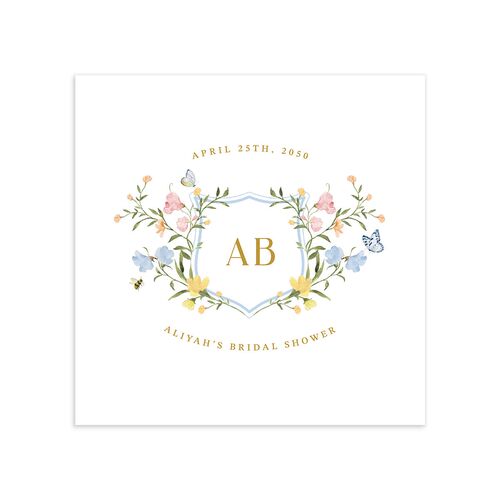 Fairytale Wildflower Crest Bridal Shower Cocktail Napkins Daffodil Napkin Uncoined