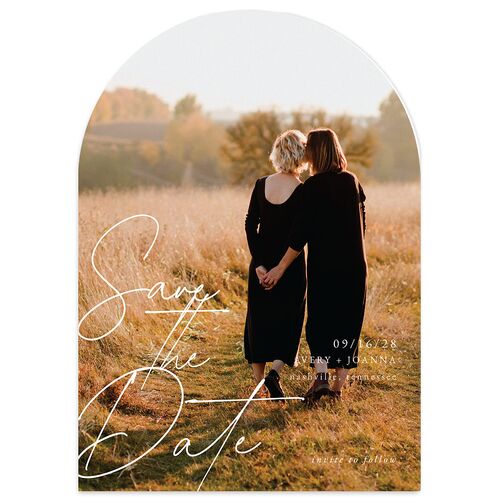 Corner Script Save The Date Cards Sand Signature smooth Blank No Arch