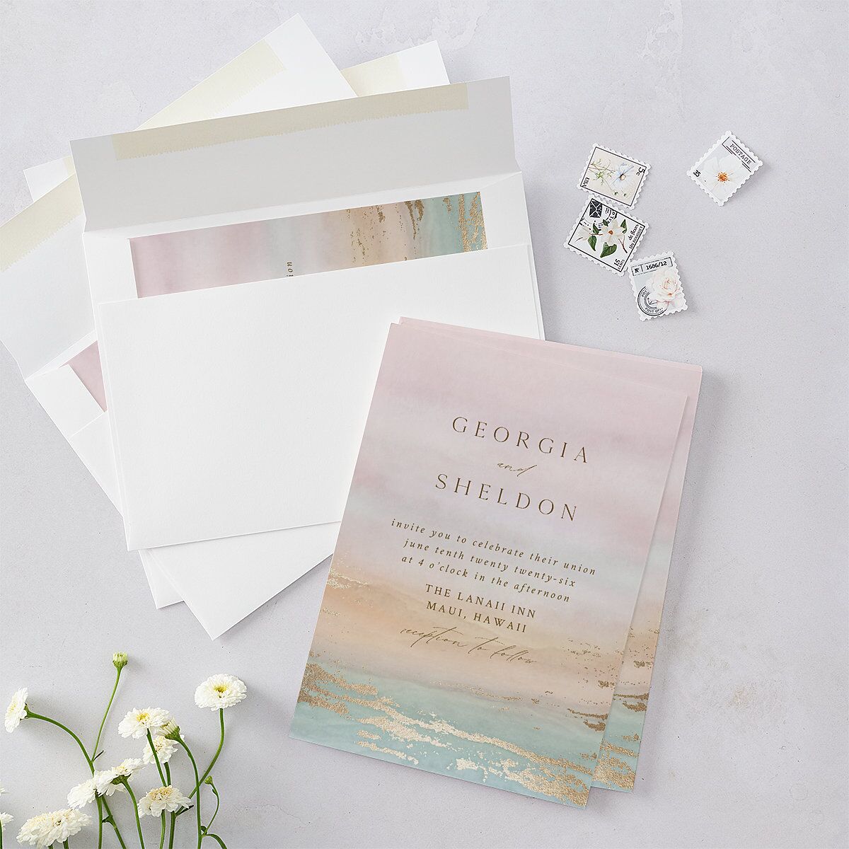 Ethereal Sunset Wedding Invitations — view 4