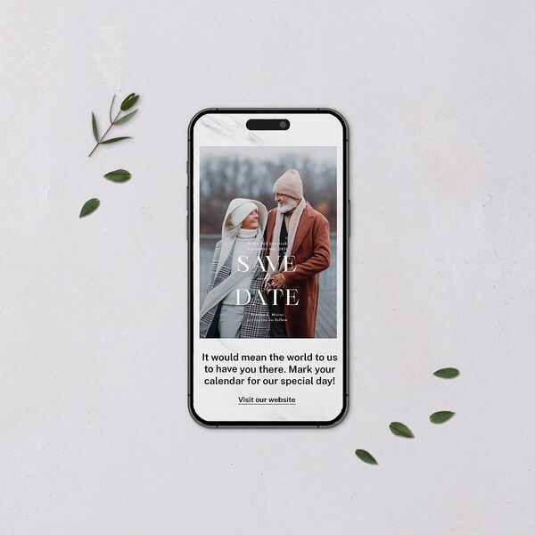 Foundation Digital Save the Date Cards Chestnut Dusty Blue Lets Celebrate