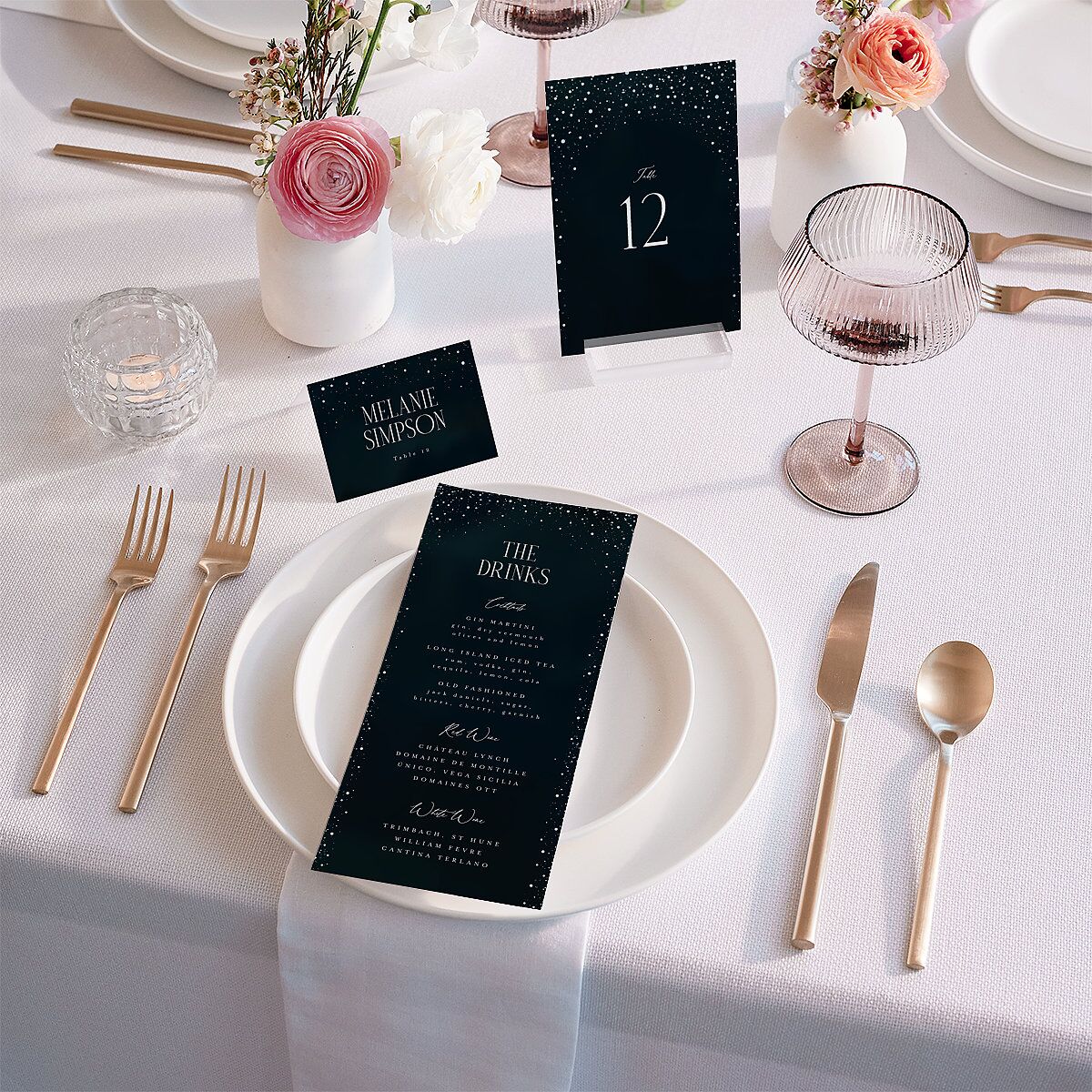 Sparkling Night Place Cards Navy Signature