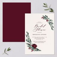 Gilded Botanical Bridal Shower invitations Burgundy Signature Blank Standard