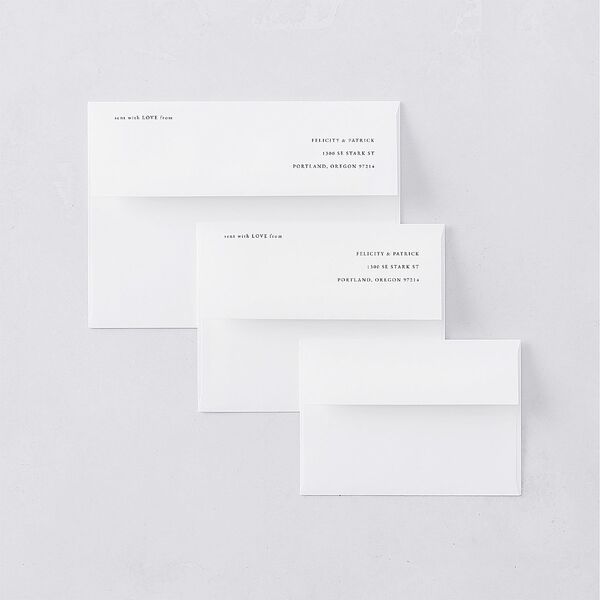 Simply Devoted Save the Date Petite Card Envelopes White Pure White Both Recipient and Return Addresses Signature Standard