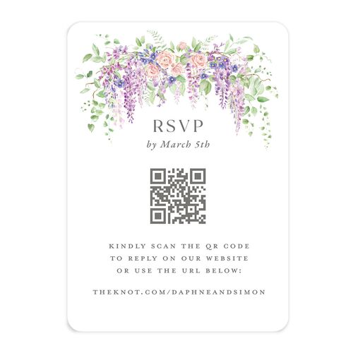 Formal Wisteria Garden Crest QR Code RSVP Cards Purple Haze Signature Rounded