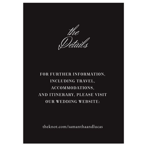 Ornate Vintage Crest Wedding Event Detail Cards Midnight Signature Standard