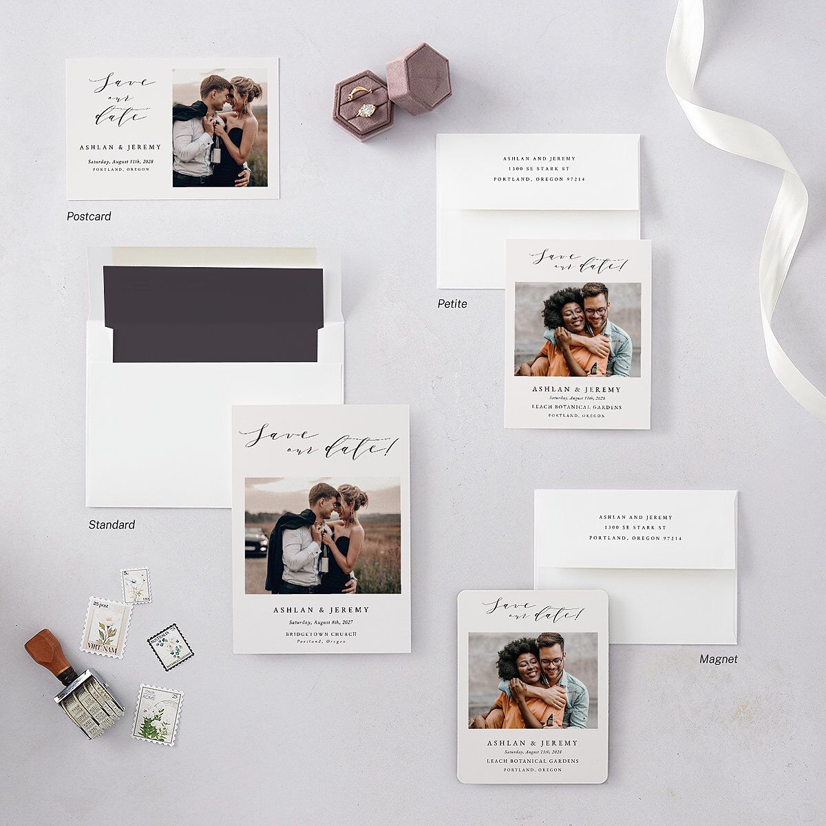 Simply Elegant Save The Date Postcards Champagne