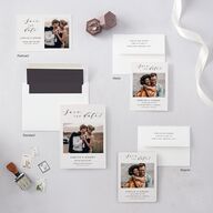 Simply Elegant Save The Date Postcards Champagne