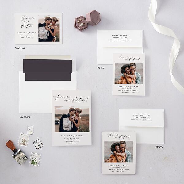 Simply Elegant Save The Date Postcards Champagne