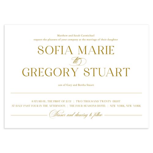 Classically Elegant Wedding Invitation Marigold Signature Blank No Standard