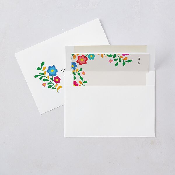 Mexican Bordados Florales Wedding Invitations Off-White Signature Blank No Standard