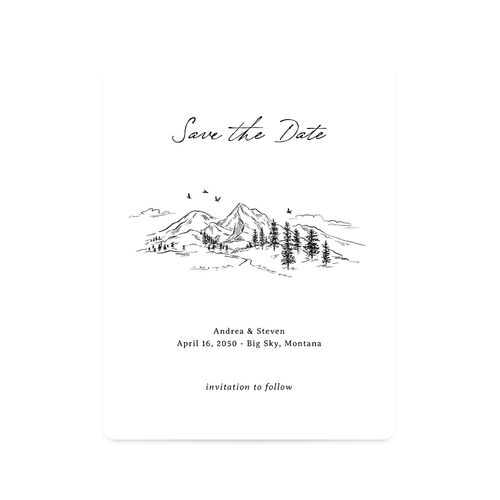 Elegant Mountain Monogram Save The Date Magnets Pure White Magnet Paper
