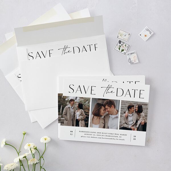 Film Strip Save The Date Cards Pure White Signature smooth Blank No Standard