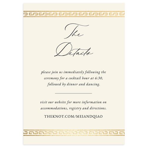 Chinese Double Happiness Wedding Event Detail Cards Gold Champagne Signature Standard