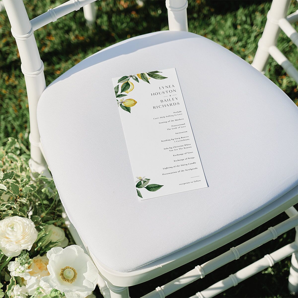 Botanical Lemon Wedding Programs Buttercup Signature