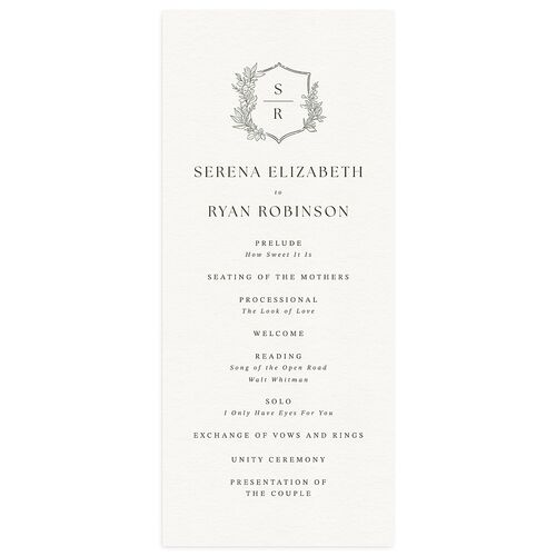 Elegant Garland Crest Wedding Programs Dark Camo Signature