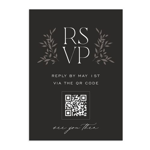 Ampersand Greenery QR Code RSVP Cards Midnight Signature Standard