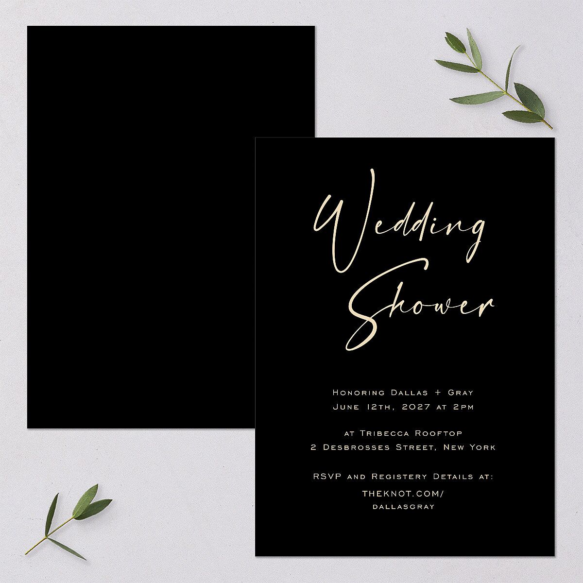 Simply Striking Bridal Shower Invitations Midnight Signature Blank