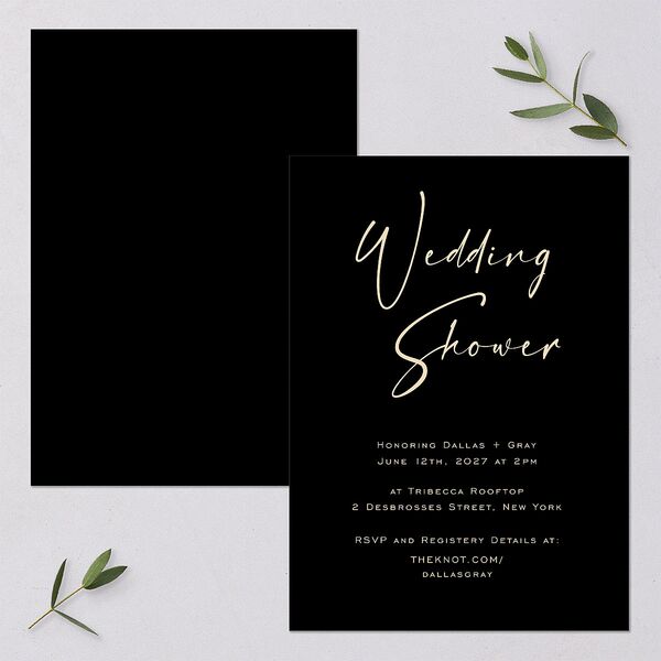 Simply Striking Bridal Shower Invitations Midnight Signature Blank