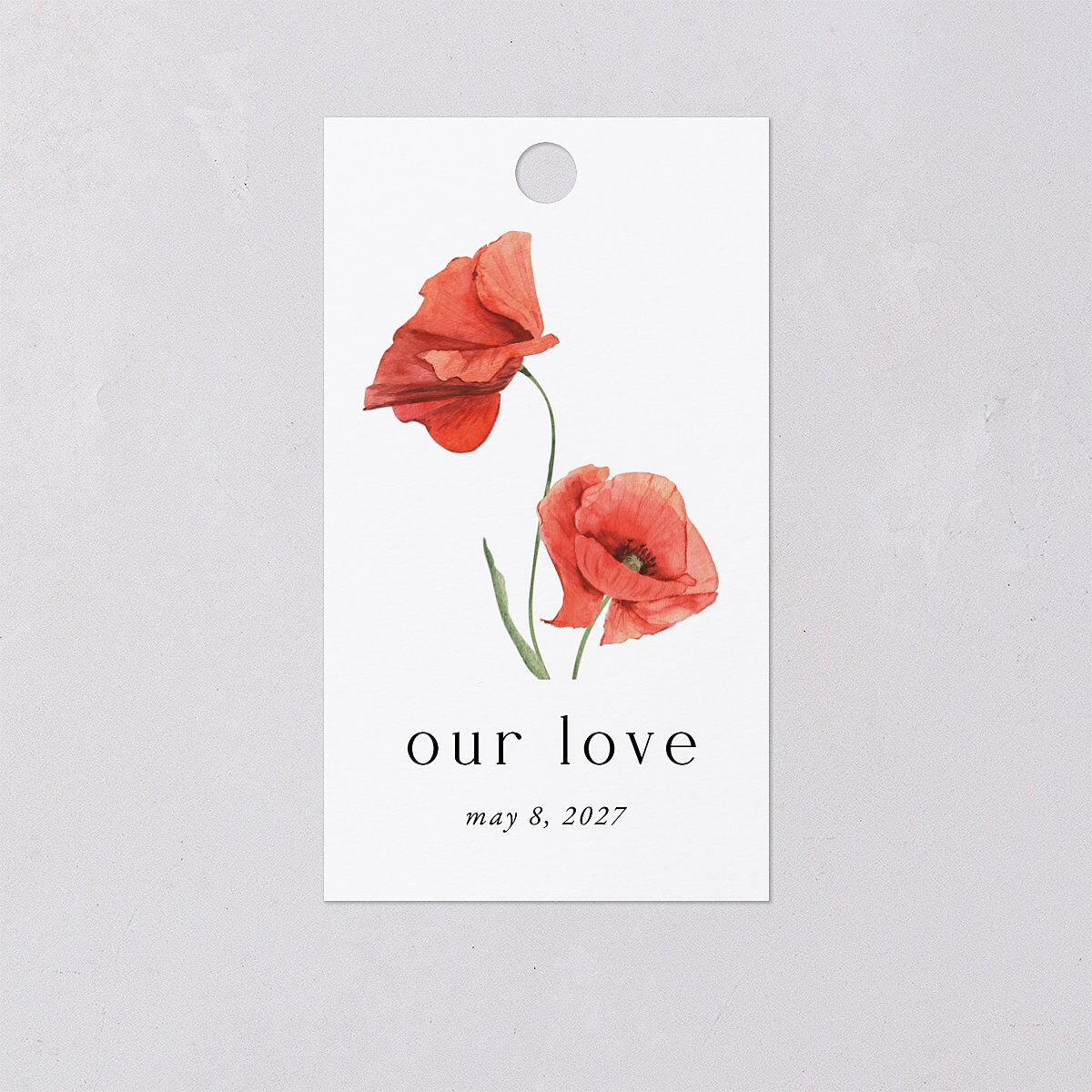 Wild Poppies Favor Gift Tags Pure White Signature