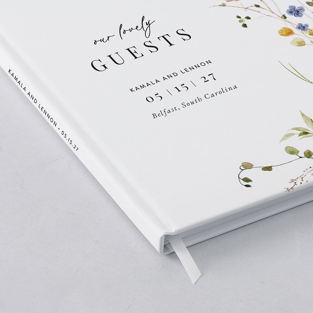 Glistening Wildflower Guest Books Pure White