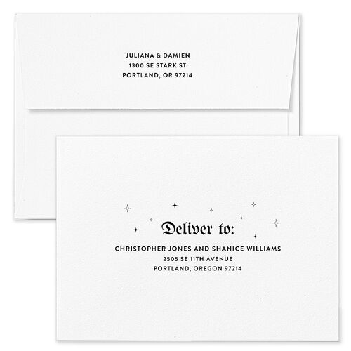 Moody Gothic Rose Wedding Invitation Envelopes Pure White White Both Recipient and Return Addresses Standard Signature