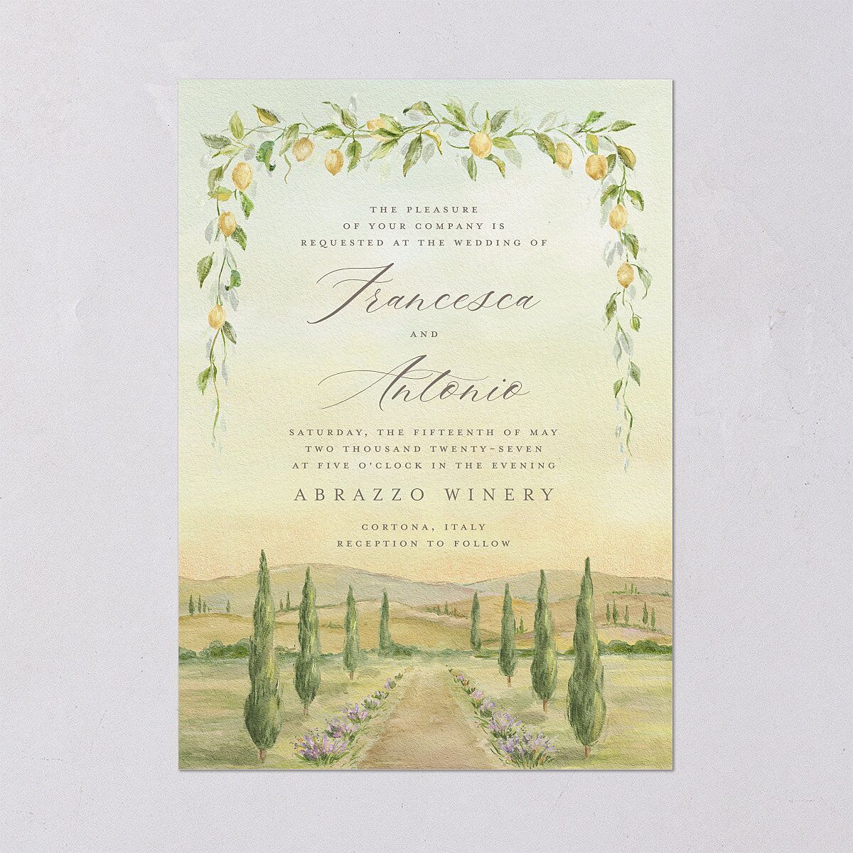 Elegant Italy Wedding Invitations Thyme Signature Blank No Standard
