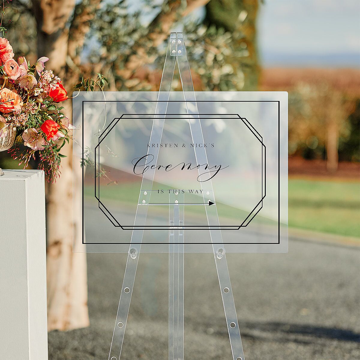 Eucalyptus Frame Acrylic Direction Sign Medium Pure White Standard Acrylic M Direction