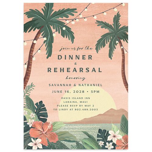 Vintage Hawaiian Island Rehearsal Dinner Invitations Eucalyptus Signature Blank Standard