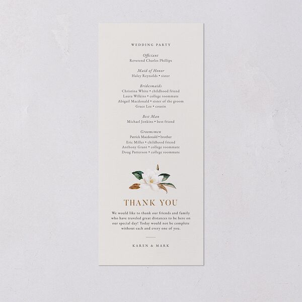 Southern Magnolia Wedding Programs Midnight Signature