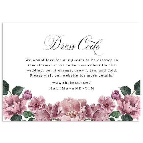 Formal Peony Garden Wedding Enclosure Cards Mauve Signature Standard