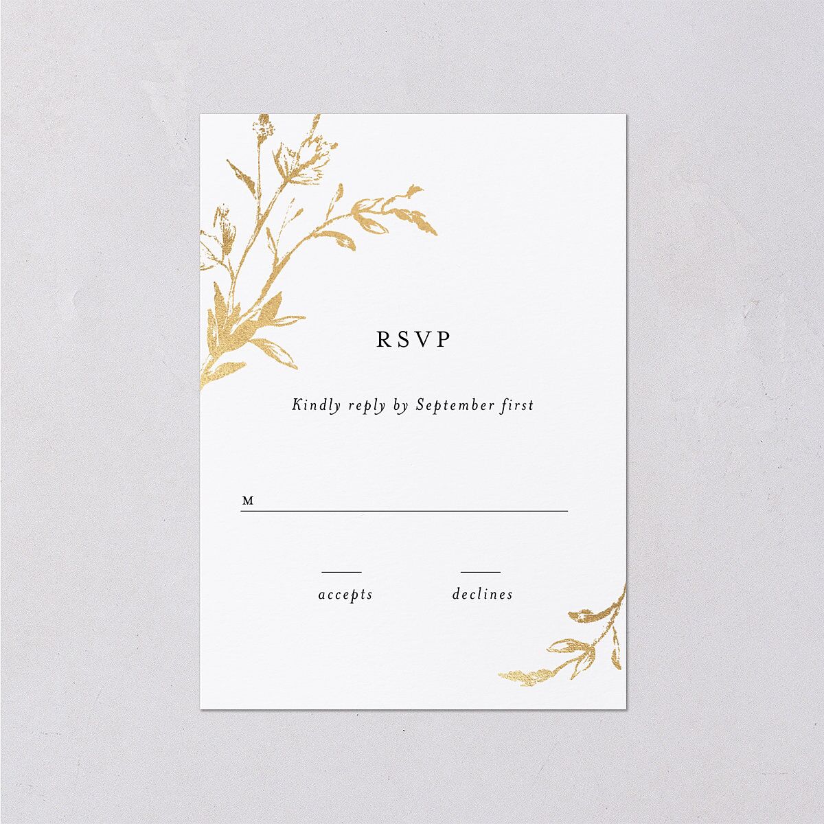 Shining Leaves Wedding Response Cards — view 1