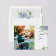 Gilded Hydrangea Save the Date Cards Gold Ocean Signature smooth Blank No