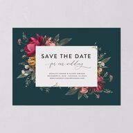 Blooming Botanical Save The Date Cards Ink Blue Signature smooth Blank No Standard